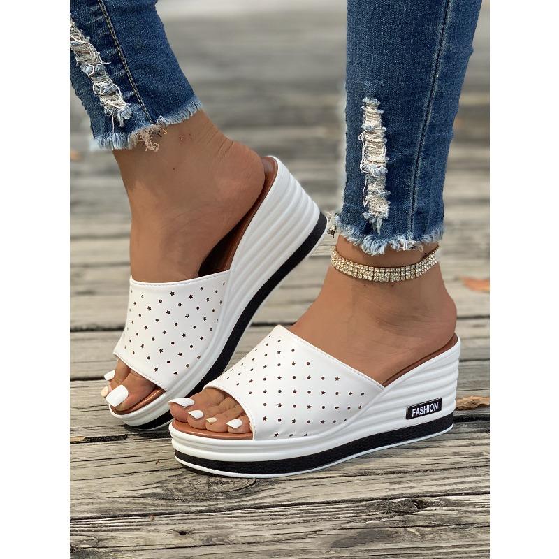 Damen Übergröße Peep Toe Keilabsatz Mode Lässig Einriemen Sandalen