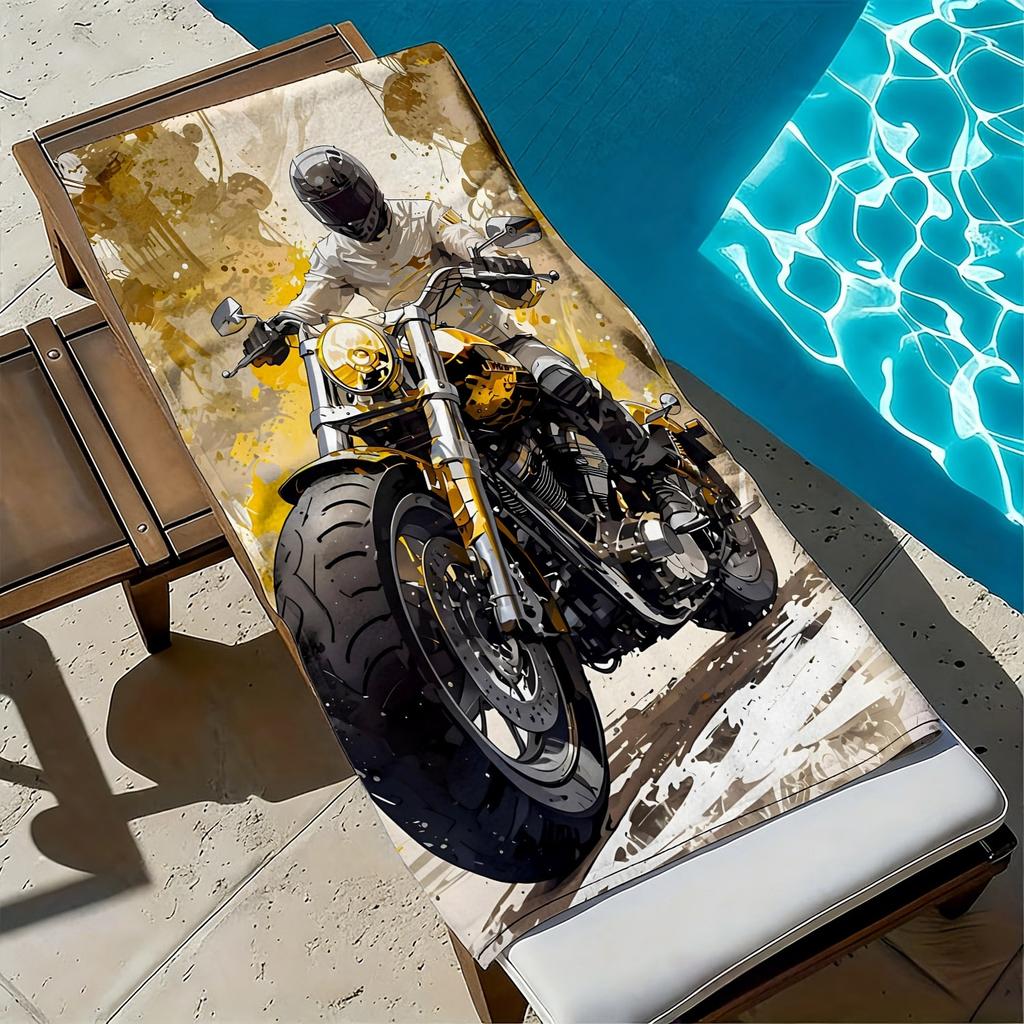 Serviette de plage en microfibre de polyester avec un design de motard cool est très absorbante, adaptée à la natation et aux sorties à la plage