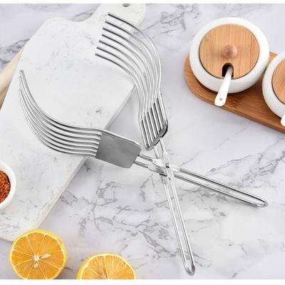 Pince à découper la viande et le pain en acier inoxydable, porte-tomates et oignons multifonctionnel portable, guide de découpe sans effort, pince à viande grillée