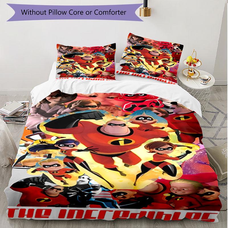3pcs Duvet Cover Set (1*Duvet Cover + 2*Pillowcase, Without Core), Incredibles Print Soft All‑Season Bedding Set, Home Bedroom Decor Gift