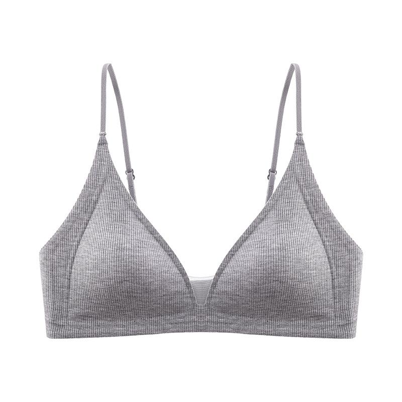 French Deep V Triangle Cup Nude Seamless Thin Threaded Underwear Small Chest Gathered Without Steel Ring Beautiful Back Bra