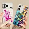 Flowers Leaves Print Case For iPhone 17 18 Pro Max 17E iPhone 16 15 14 13 Pro Max Plating Lens Frame Clear Soft Cover
