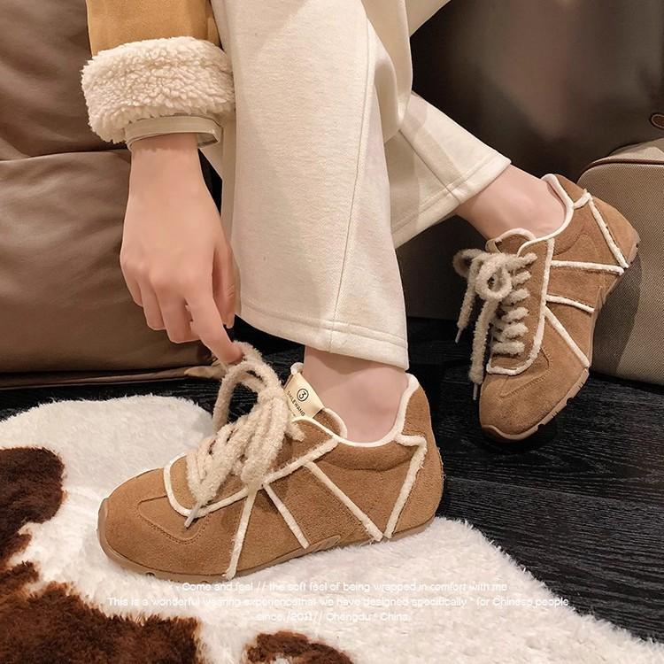 Retro casual fluffy shoes velvet German training shoes women's 2025 autumn and winter new Merad Forrest shoes thermal cotton shoes