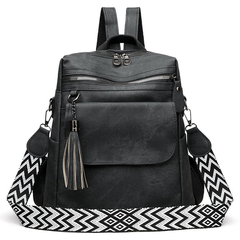 Рюкзак, Рюкзак большой вместимости, Женская ретро многофункциональная сумка через плечо, Дорожная сумка через плечо чёрный