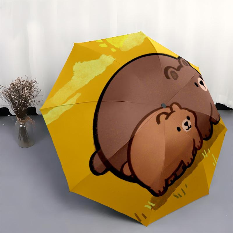 1pc Bear Family Sunset Umbrella with Plastic Handle,Suitable for All Seasons Home Travel Outdoor Umbrellaptys31036