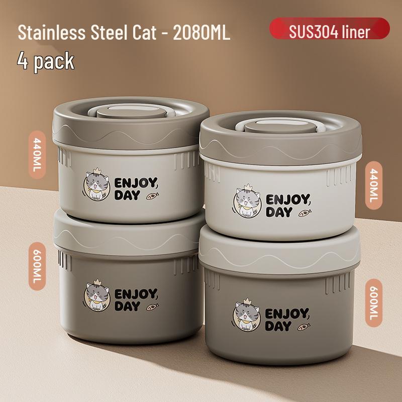 304 Stainless Steel Insulated Japanese-Style Bento Lunch Box - Microwaveable for Office Workers and Students