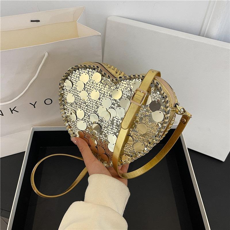 New Sequined Love Bag Women's Season Summer New Personalized Spice Girl Niche Design Messenger Bag