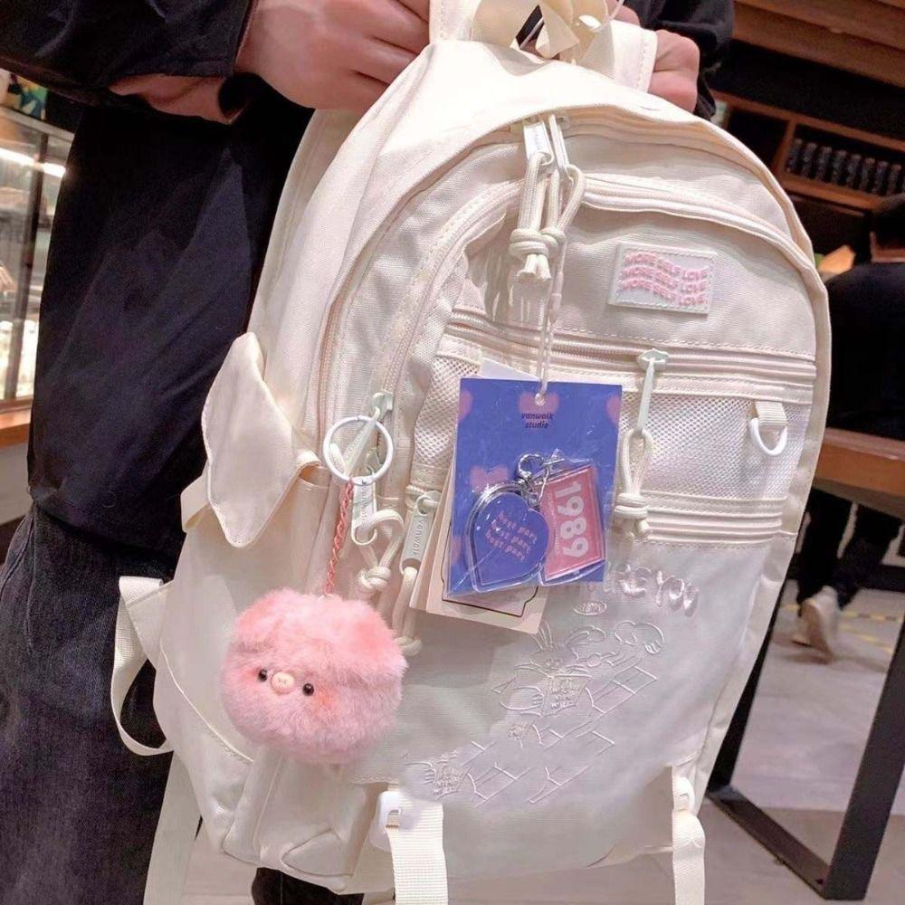 Soft Plush Pig Head Bag Pendant Animal Keychain Plush Pig Keychain  Female Lady Girl