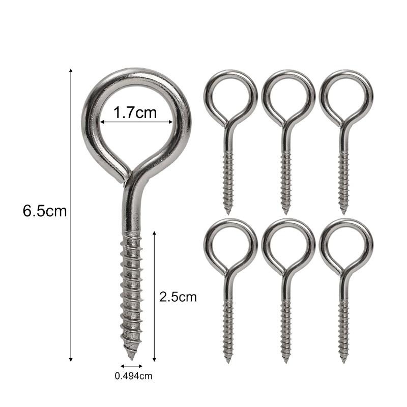 

30/2pcs Stainless Steel Eye Bolts Self-tapping Eyelet Screw Heavy Duty Eye Bolts Screws Hanging Hooks for Securing Cables Wires 2PCS