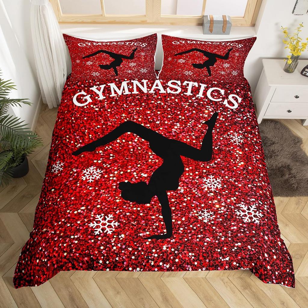 Gymnastikälskare Tvilling Kung Påslakan Set Graffti Cheerleader Sängkläder Set Polyester Drömsk Flickig Cheerleading Täckeöverdrag