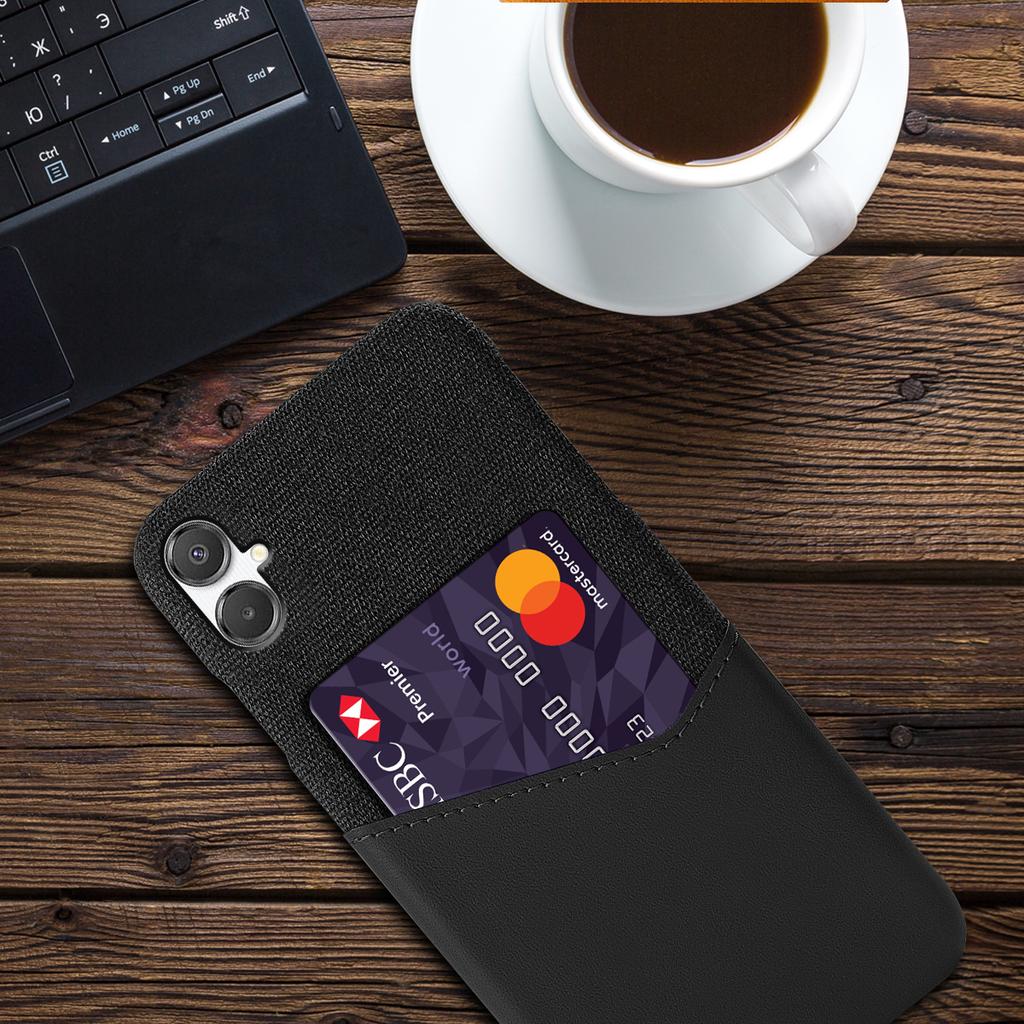 For Samsung Galaxy A07 4G Case PU Leather Cloth Texture Hard PC Phone Cover with Card Holder