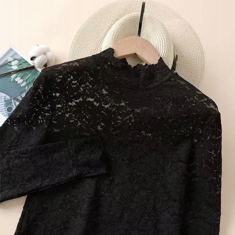 Women' lace BLOUSE, openwork, black, elegant, evening, fashionable, size 5XL