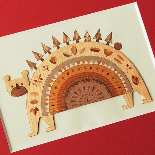 KINOWA "Nordic Wonderland" Woodcut Painting Original Handmade Kit Bear Made in Japan
