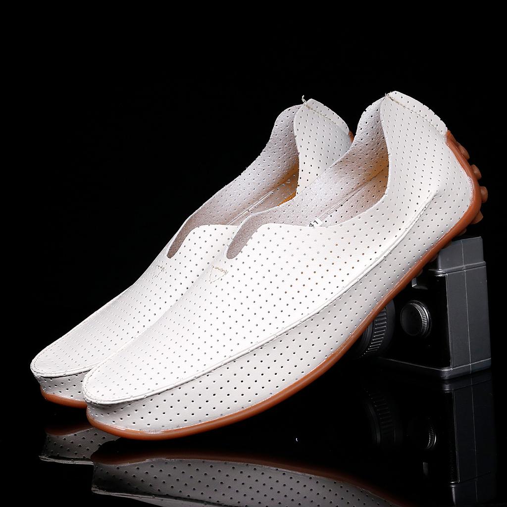 Pánské Boty Ležérní Luxusní Značka Léto Pánské Mokasíny Pravá Kůže Mokasíny Lehké Prodyšné Nazouvací Lodní Boty