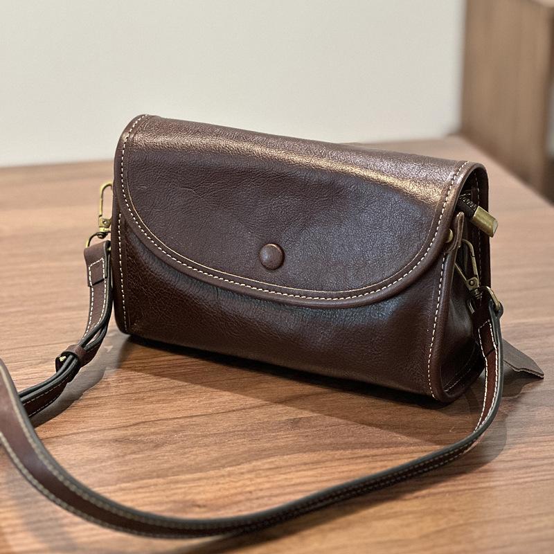 

Johnature Натуральная кожа Универсальная женская маленькая сумка Мягкая коровья кожа Легкая Сумки через плечо кофейный