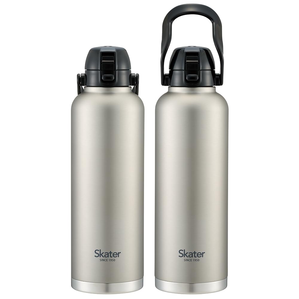 Skater Edelstahl-Wasserflasche mit 2L Vakuum Silber STD20H-A Griff, Fassungsvermögen, Ein-Knopf-Bedienung, 2000ml, Doppellagige Thermoskanne,