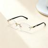 Sunglasses Personality Versatile Trend Retro Women's Oval Metal Frameless Trimmed Sunglasses