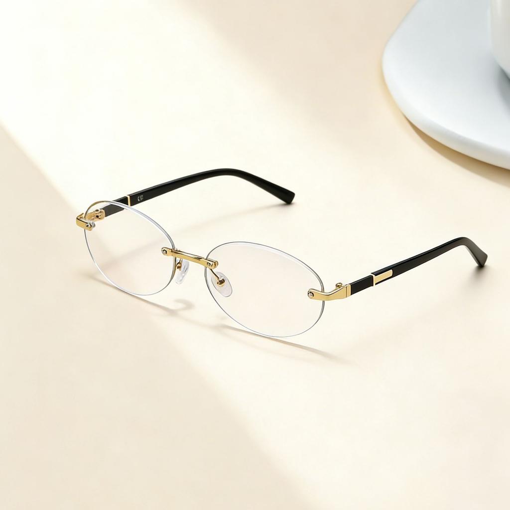 Sunglasses Personality Versatile Trend Retro Women's Oval Metal Frameless Trimmed Sunglasses