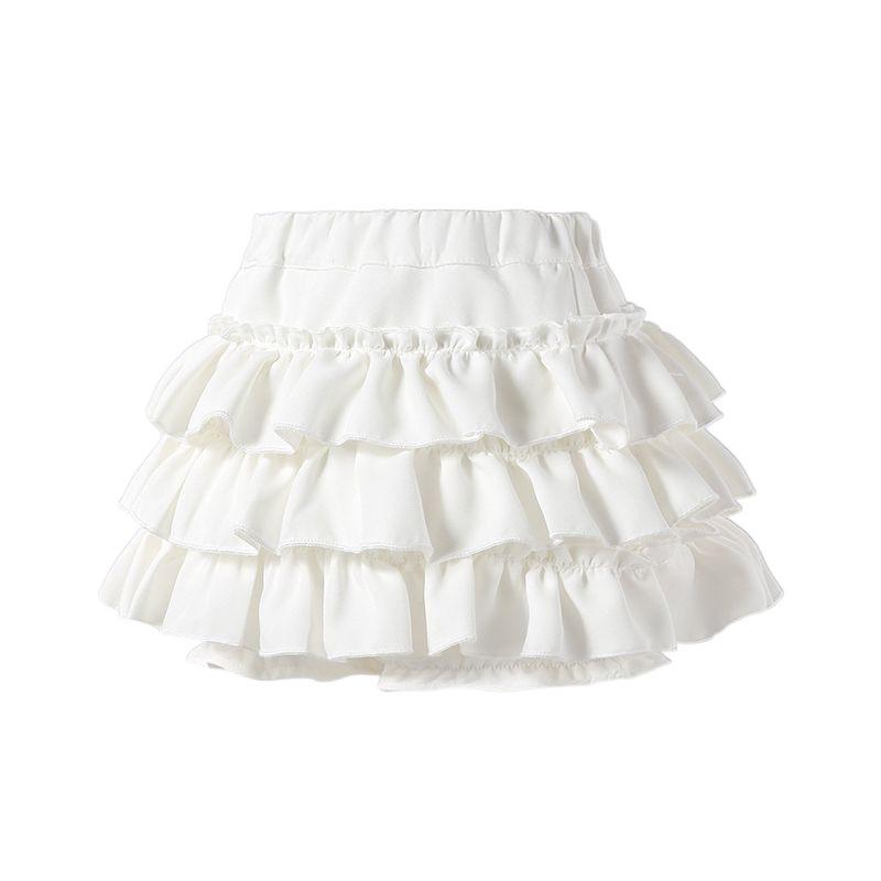 Flickors Moderiktiga Plisserade Puffiga Kjol: Vår & Sommar Collegestil