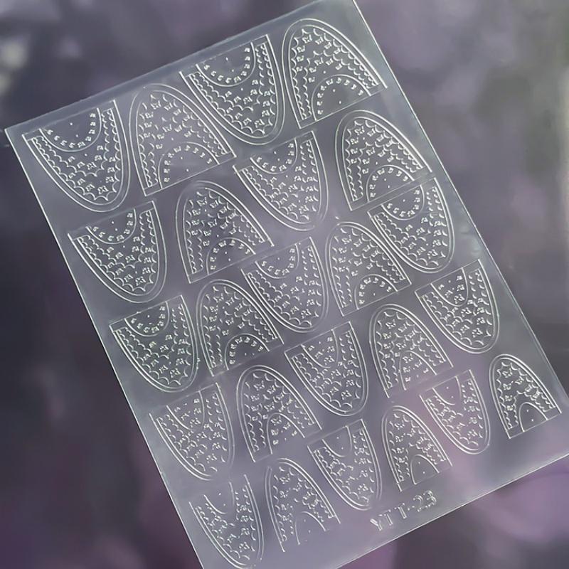 Simple Hollow French Nail Decals Transparent Spray-Painted Heart Butterfly Nail Art Stickers Fashion Manicure Decor