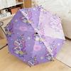 1pc Purple Unicorn Umbrella Portable Folding Umbrella Iron Frame Hole Bone Structure Outdoor Home Umbrella