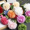 3 Heads Simulation Hydrangea Oil Painting Texture Autumn Daisy Style Artificial Flower Branch Studio Shooting Prop Long Branch