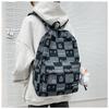 Schoolbag new checkerboard printing backpack fashion trend large capacity casual simple versatile junior high school student backpack
