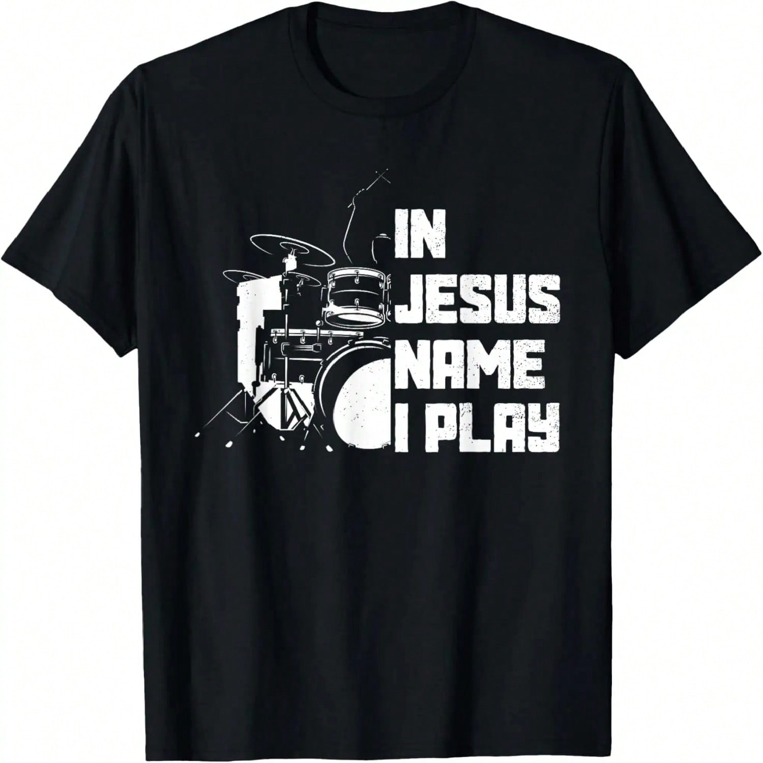 Vintage Drumset Drummer In Jesus Name I Play Drum T-Shirt S разноцветный