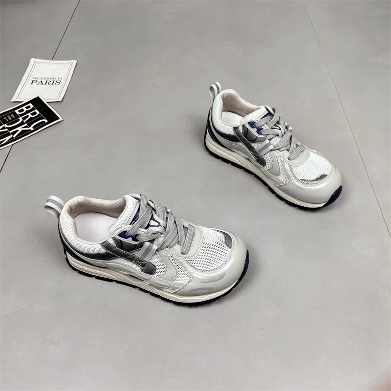 European thick-soled transparent network dad shoes girl 2025 summer new versatile round head breathable leisure sports moral training shoes tide