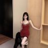 Design Dress Women's  Autumn and Winter New Models with Spice Girls Wearing Suspenders Tight Waist Hip Skirt