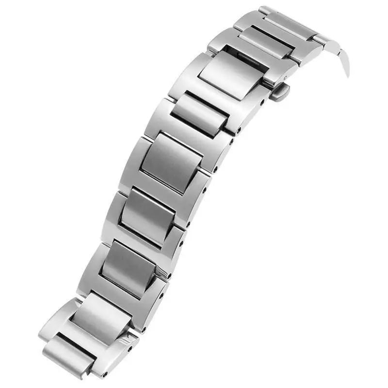 Stainless Steel Watch Strap for Cartier Blue Balloon Hand Men Women Steel Belt Raised Mouth Watchband Accessories 14.22mm