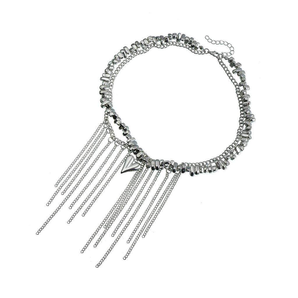 Elegant Teardrop Tassels Heart Pendant Necklace for Women Alloy Materials Comfortable Designs Ideal Gifts for Girlfriend