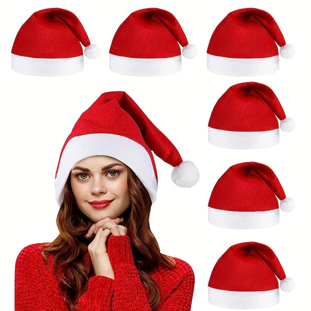 30/1PCS Christmas Hat Non-woven Fabric Adults Kids Xmas Hats Santa Claus Gift Red Hat Christmas New Year Festival Prop Supplies