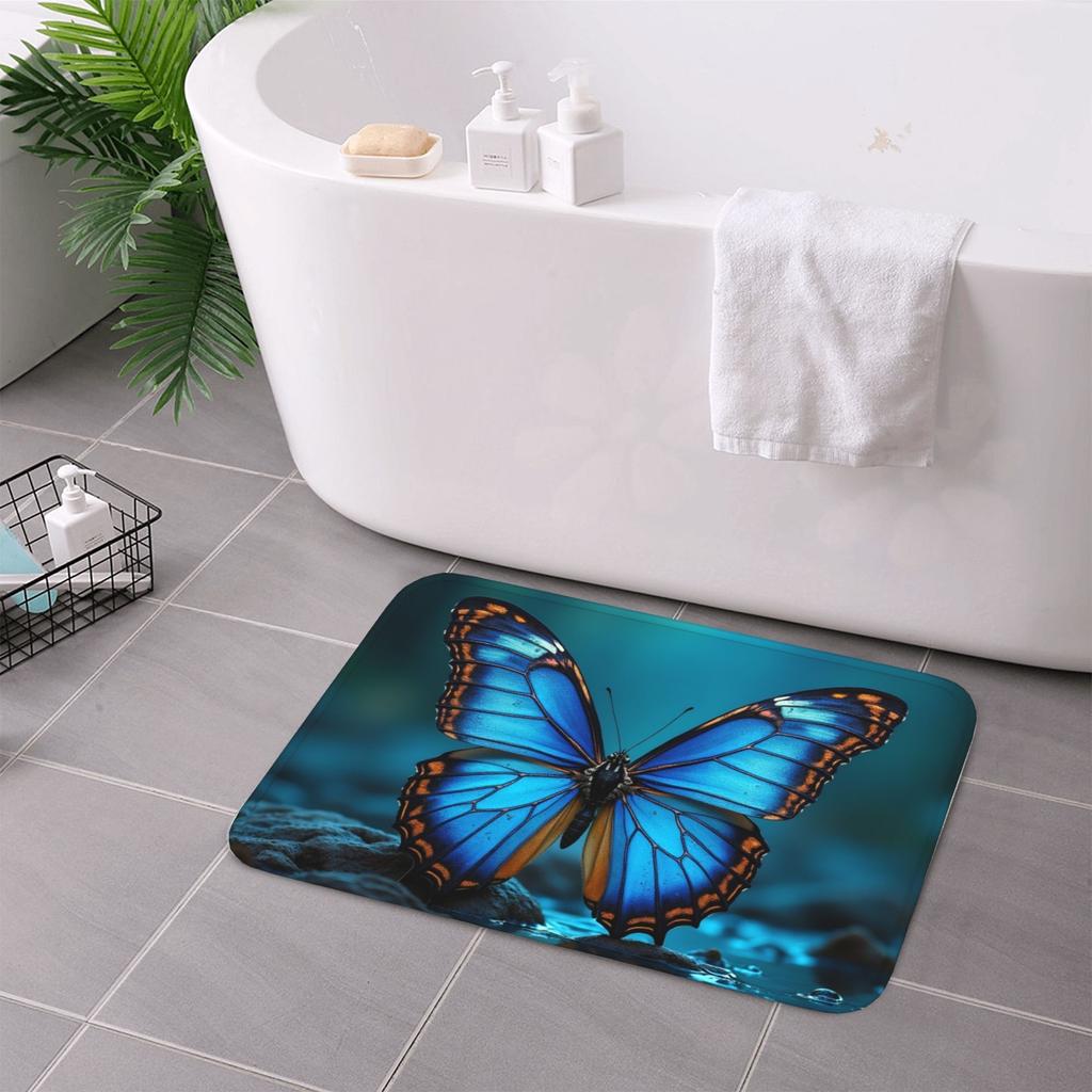 1 ks Kuchyňská rohožka se vzorem azurového motýla Protiskluzová rohožka ke dveřím Pop design Koupelnová rohožka Koupelnová předložka Kobereček pro domácí dřez Prádelna Dekor