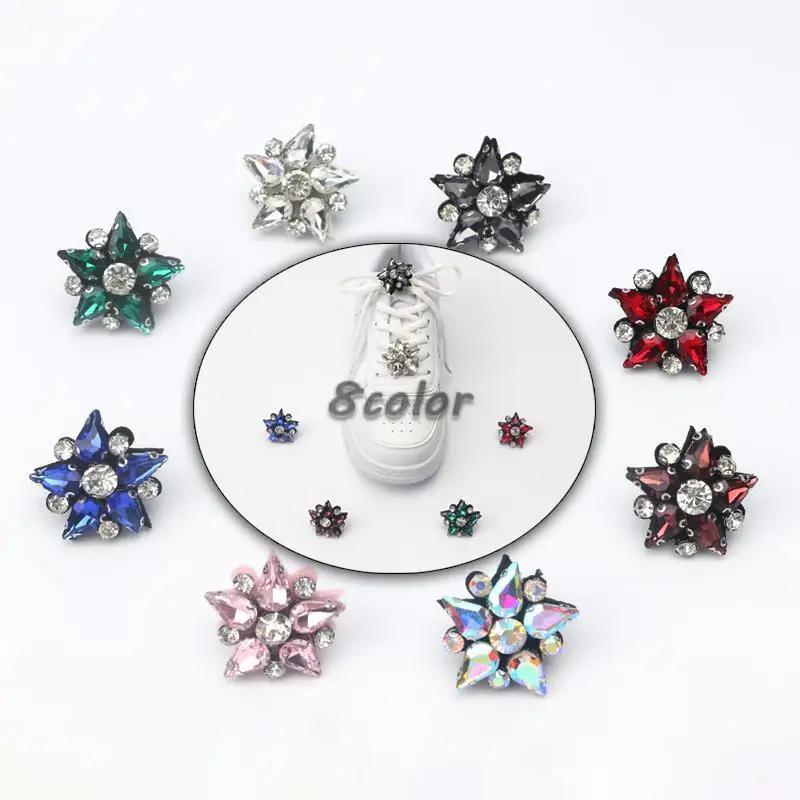 Luxurious Rhinestones Shoe Decoration Clips Colorful Gems Shoe Charms Pearl Sneaker Shoelaces Diamond Buckles Shoes Accesories