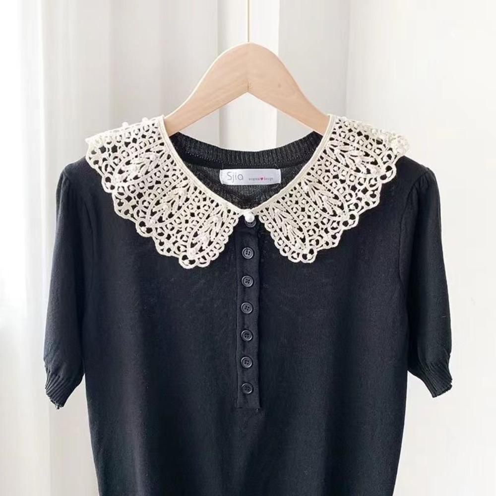 Ruffled Trim Detachable Collar Floral Lace False Collar Sweet Style Fake Collar Women's Fashion