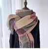 Schicker karierter Quastenschal für Damen - Dicke, warme Imitat-Kaschmir-Stola mit Jacquard-Design, perfekt für Herbst- und Winterausflüge