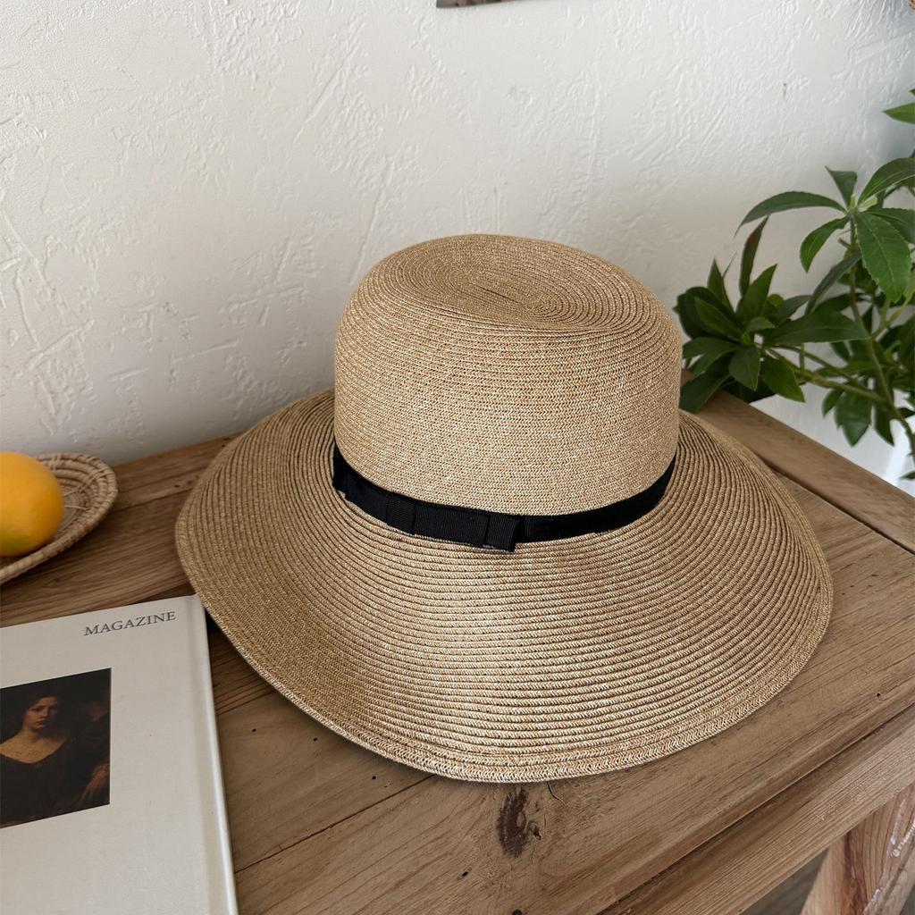 Japanese Style Folding Fine Braided Straw Hat Woman Fashion Wide Brim Vacation Sun Protection Beach Hat Accessories