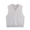 Kaslead New Women clothes Western Style Simple and Versatile Sequined Neckline Decoration Knit vest