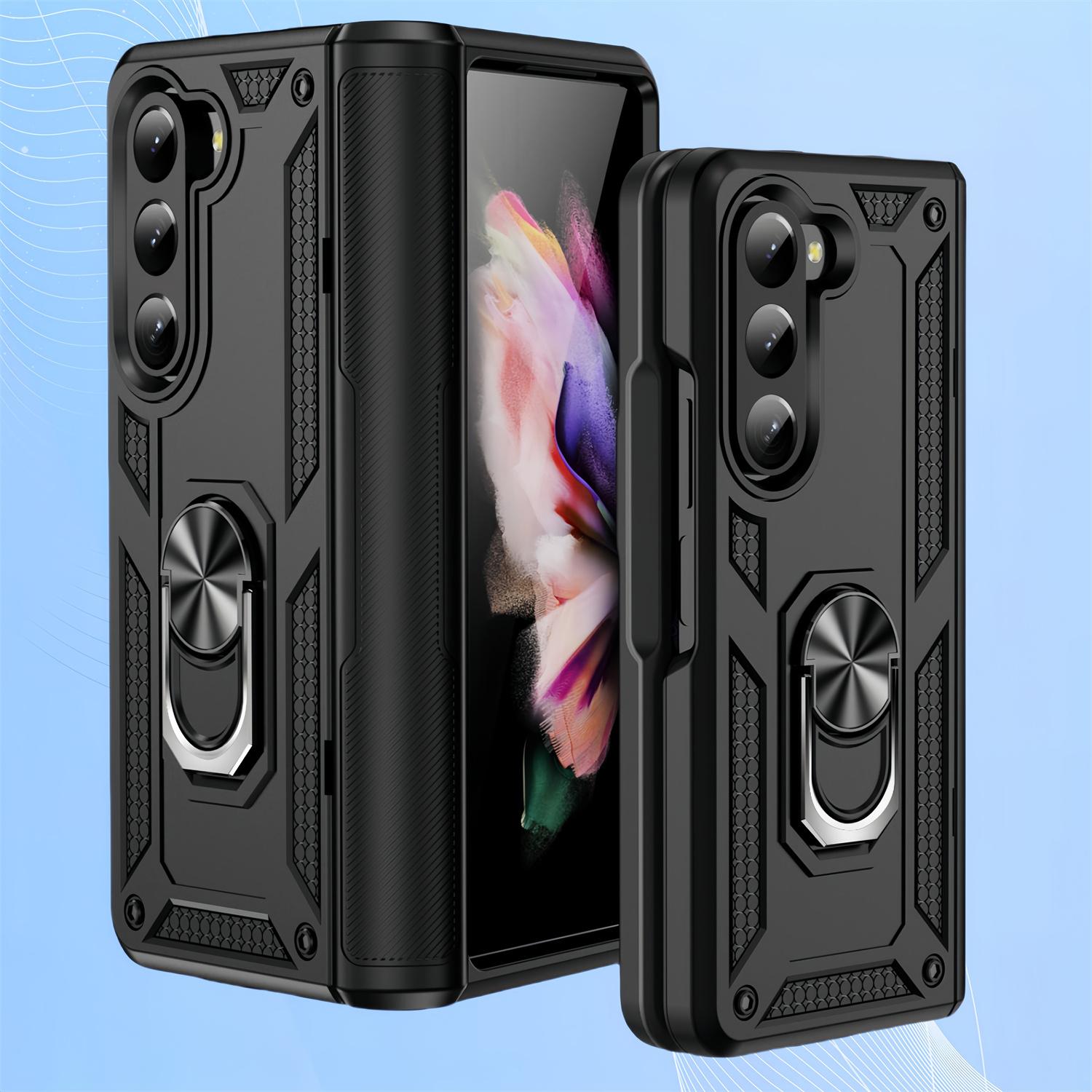 

Жесткий защитный чехол с шарниром для Samsung Galaxy Z Fold 6 5G Fold6 Fold5 Fold 5 Kickstand Finger Ring Accessories Cover Cases for Galaxy Z Fold 5 чёрный