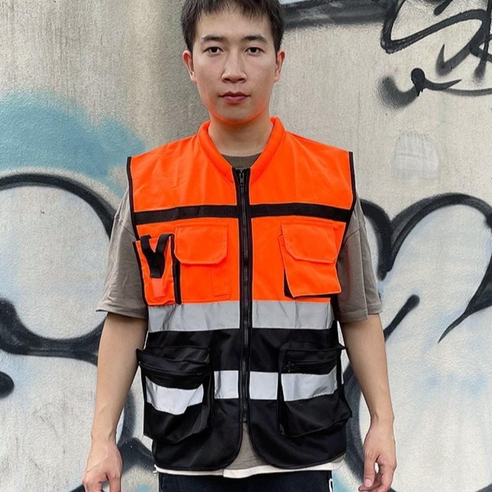 With Pocket Reflective Vest Warning Construction Clothes Outdoor Safety Clothing  Motorcycle