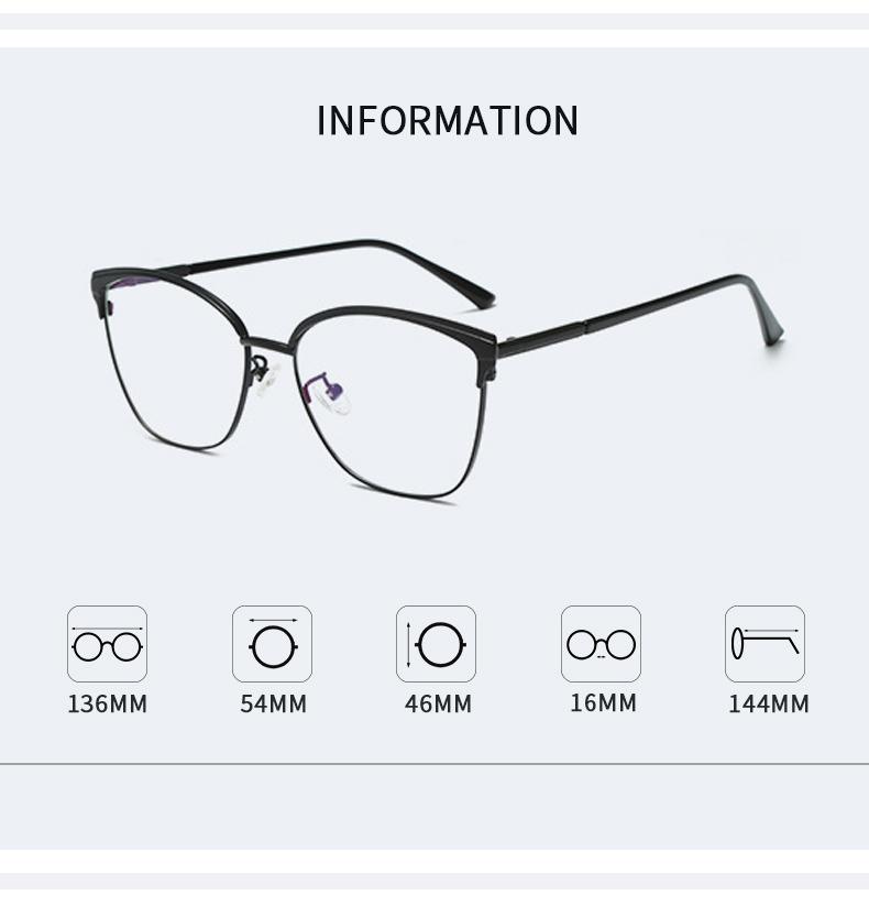 New Color Change Anti-blue Light Glasses Retro Metal Fashion Cat Eye Flat Light Mirror Men And Women 56016