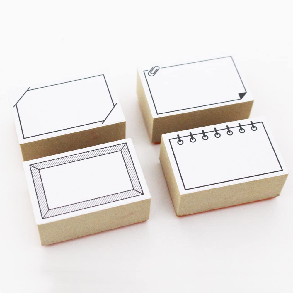 Cute and Stylish Wooden Rubber Stamp Set with Sticky and A Fun Stationery Gift for Made In Japan Frame, Notebook, Notes, Clips, More. Cards. (#17)