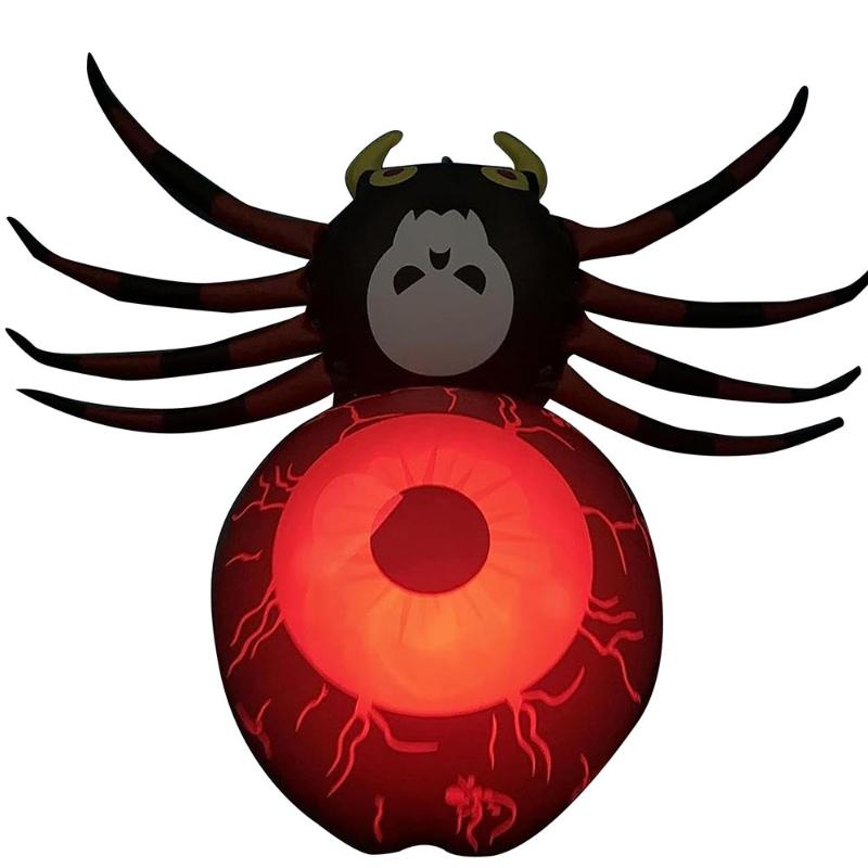 Halloween Decorations PVC Inflatable Spider LED Glow in The Dark Spider Balloon Halloween Party Supplies Yard Scary Ornaments