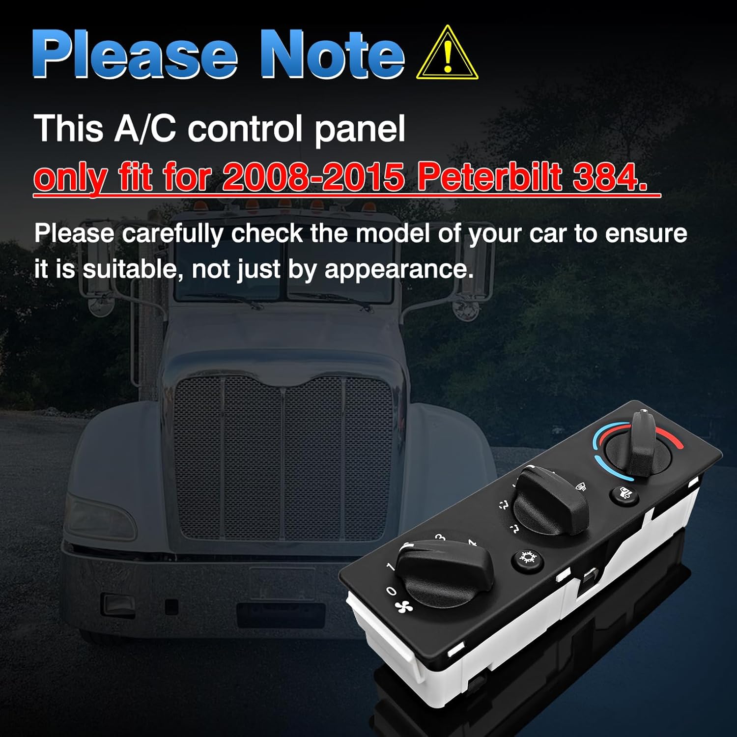 TOP-MAX Q21-6012 HVAC A/C Heater Climate Control Panel Compatible with 2008-2015 Peterbilt 384, A/C Air Conditioning Control Switch Replaces Q21-6012