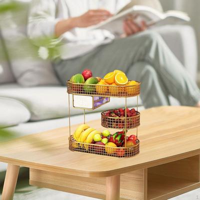 3 Layer Fruit Basket Bread Vegetable Rack, Multipurpose Iron Bowl Holder for Dining