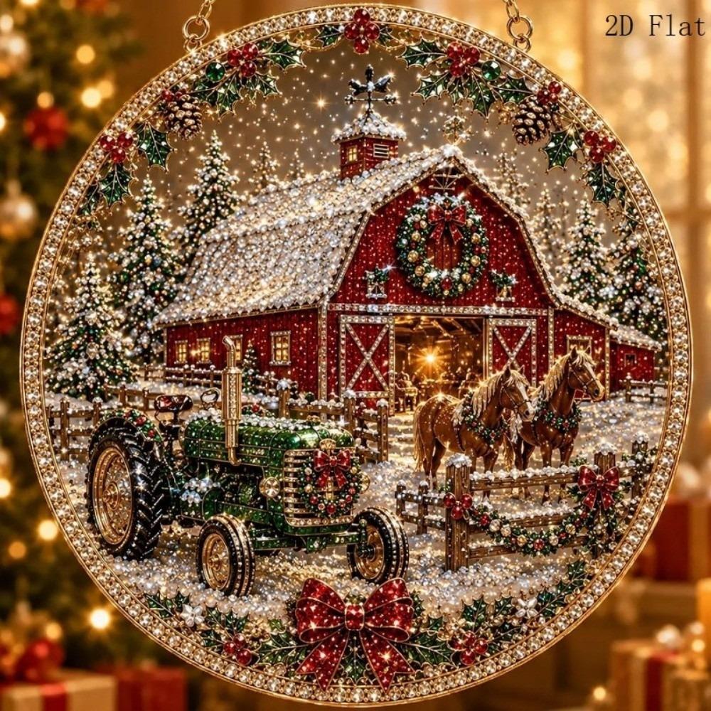2D Flat Christmas Ornament Shiny Christmas Tree Decor Home Decoration Xmas Hanging Decor  Party