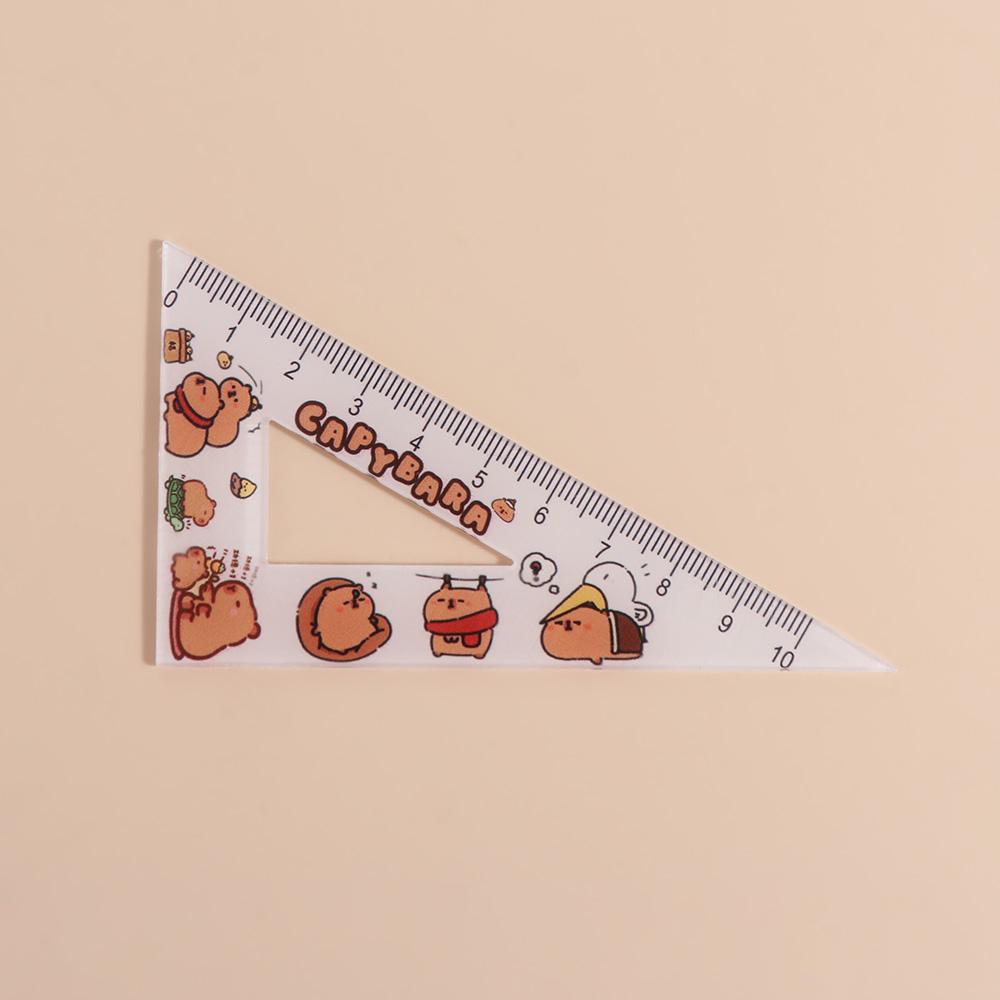 Cute Triangle Protractor Set Cartoon Capybara Pattern Ruler Set Ruler Four-piece Set  Kids Gifts