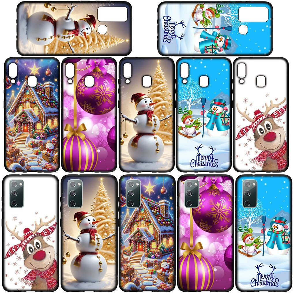 Phone Case for Samsung Galaxy S25 S23 S22 S24 Ultra FE A05 A06 A15 A16 A36 A37 A35 A54 A55 A56 A57 A25 A26 A53 A17 Snowman Merry Christmas Deer Cover