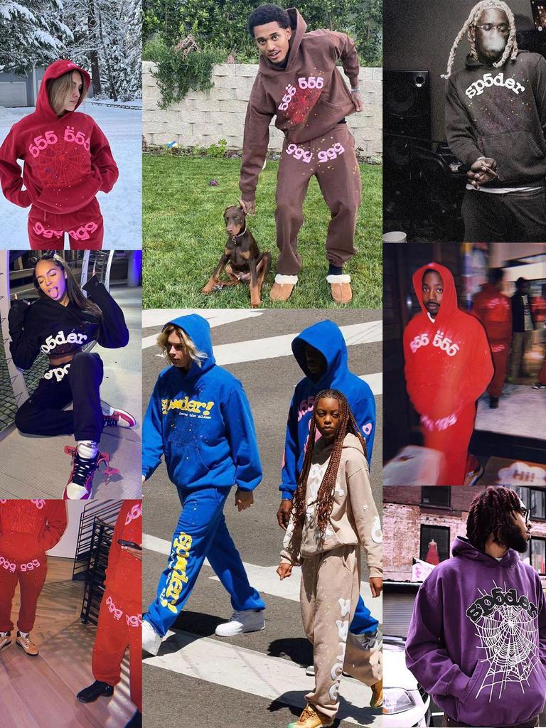 Unisex Sp5der 555 Stern Schaumstoffdruck Baumwoll Hoodie und Jogginghosen Set